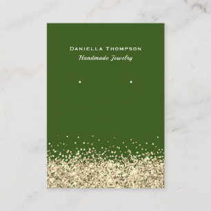 Green Faux Gold Glitter Jewelry Earring Display Business Card