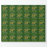 [ Thumbnail: Green, Faux Gold "Happy 30th Birthday" Wrapping Paper ]
