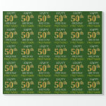 [ Thumbnail: Green, Faux Gold "Happy 50th Birthday" Wrapping Paper ]