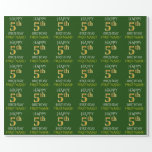 [ Thumbnail: Green, Faux Gold "Happy 5th Birthday" Wrapping Paper ]