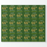 [ Thumbnail: Green, Faux Gold "Happy 66th Birthday" Wrapping Paper ]