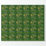 [ Thumbnail: Green, Faux Gold "Happy 67th Birthday" Wrapping Paper ]