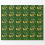 [ Thumbnail: Green, Faux Gold "Happy 68th Birthday" Wrapping Paper ]