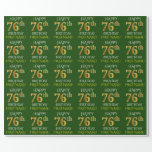[ Thumbnail: Green, Faux Gold "Happy 76th Birthday" Wrapping Paper ]