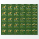 [ Thumbnail: Green, Faux Gold "Happy 78th Birthday" Wrapping Paper ]