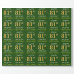[ Thumbnail: Green, Faux Gold "Happy 81st Birthday" Wrapping Paper ]