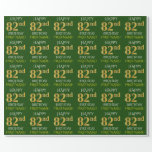 [ Thumbnail: Green, Faux Gold "Happy 82nd Birthday" Wrapping Paper ]