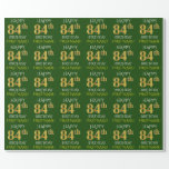 [ Thumbnail: Green, Faux Gold "Happy 84th Birthday" Wrapping Paper ]