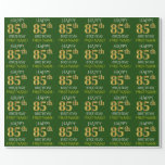 [ Thumbnail: Green, Faux Gold "Happy 85th Birthday" Wrapping Paper ]
