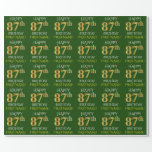 [ Thumbnail: Green, Faux Gold "Happy 87th Birthday" Wrapping Paper ]