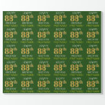 [ Thumbnail: Green, Faux Gold "Happy 88th Birthday" Wrapping Paper ]