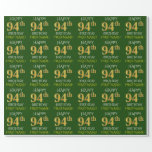 [ Thumbnail: Green, Faux Gold "Happy 94th Birthday" Wrapping Paper ]