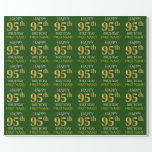 [ Thumbnail: Green, Faux Gold "Happy 95th Birthday" Wrapping Paper ]