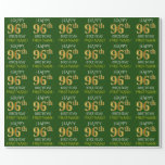 [ Thumbnail: Green, Faux Gold "Happy 96th Birthday" Wrapping Paper ]