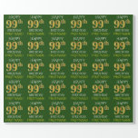 [ Thumbnail: Green, Faux Gold "Happy 99th Birthday" Wrapping Paper ]