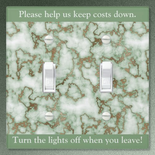 Green faux Gold Marble for gray green walls Light Switch Cover