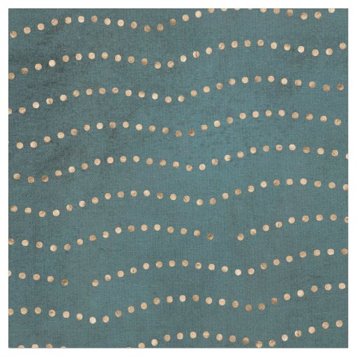 Green & Faux Gold Waves Fabric