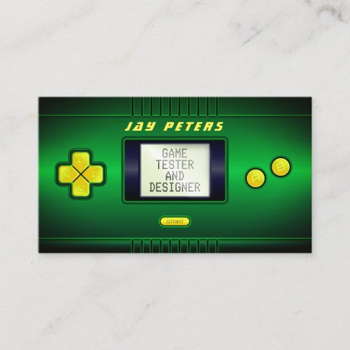 Green faux handheld portable console business card