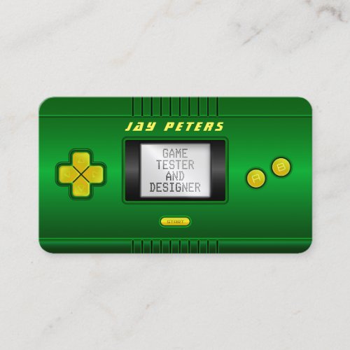 Green faux handheld portable console business card