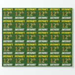 [ Thumbnail: Green, Faux/Imitation Gold, "12th Birthday" Wrapping Paper ]