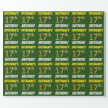 [ Thumbnail: Green, Faux/Imitation Gold, "17th Birthday" Wrapping Paper ]