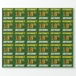 [ Thumbnail: Green, Faux/Imitation Gold, "18th Birthday" Wrapping Paper ]