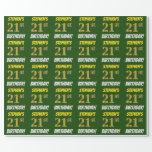 [ Thumbnail: Green, Faux/Imitation Gold, "21st Birthday" Wrapping Paper ]