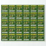 [ Thumbnail: Green, Faux/Imitation Gold, "23rd Birthday" Wrapping Paper ]