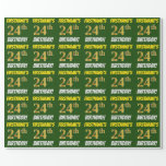 [ Thumbnail: Green, Faux/Imitation Gold, "24th Birthday" Wrapping Paper ]