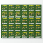 [ Thumbnail: Green, Faux/Imitation Gold, "27th Birthday" Wrapping Paper ]