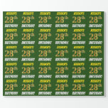 [ Thumbnail: Green, Faux/Imitation Gold, "28th Birthday" Wrapping Paper ]