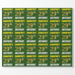 [ Thumbnail: Green, Faux/Imitation Gold, "29th Birthday" Wrapping Paper ]