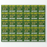 [ Thumbnail: Green, Faux/Imitation Gold, "35th Birthday" Wrapping Paper ]