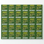 [ Thumbnail: Green, Faux/Imitation Gold, "37th Birthday" Wrapping Paper ]