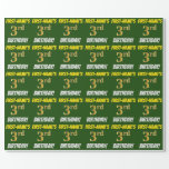 [ Thumbnail: Green, Faux/Imitation Gold, "3rd Birthday" Wrapping Paper ]