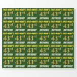 [ Thumbnail: Green, Faux/Imitation Gold, "43rd Birthday" Wrapping Paper ]