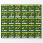 [ Thumbnail: Green, Faux/Imitation Gold, "45th Birthday" Wrapping Paper ]