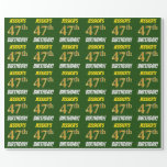 [ Thumbnail: Green, Faux/Imitation Gold, "47th Birthday" Wrapping Paper ]