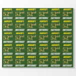 [ Thumbnail: Green, Faux/Imitation Gold, "52nd Birthday" Wrapping Paper ]