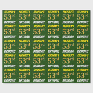 Green, Faux/Imitation Gold, "53rd BIRTHDAY" Wrapping Paper