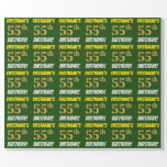 [ Thumbnail: Green, Faux/Imitation Gold, "55th Birthday" Wrapping Paper ]