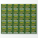 [ Thumbnail: Green, Faux/Imitation Gold, "56th Birthday" Wrapping Paper ]