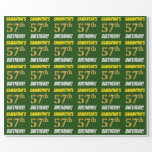 [ Thumbnail: Green, Faux/Imitation Gold, "57th Birthday" Wrapping Paper ]