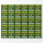 [ Thumbnail: Green, Faux/Imitation Gold, "58th Birthday" Wrapping Paper ]