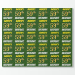 [ Thumbnail: Green, Faux/Imitation Gold, "59th Birthday" Wrapping Paper ]