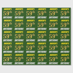 Green, Faux/Imitation Gold, "59th BIRTHDAY" Wrapping Paper