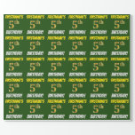 [ Thumbnail: Green, Faux/Imitation Gold, "5th Birthday" Wrapping Paper ]