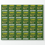 [ Thumbnail: Green, Faux/Imitation Gold, "61st Birthday" Wrapping Paper ]