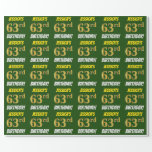 [ Thumbnail: Green, Faux/Imitation Gold, "63rd Birthday" Wrapping Paper ]