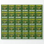 [ Thumbnail: Green, Faux/Imitation Gold, "70th Birthday" Wrapping Paper ]
